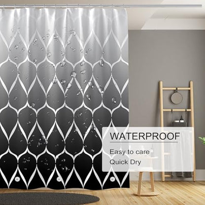 TIKABC Shower Curtain Liner, 4G PEVA Shower Liner, Plastic Waterproof Shower Curtains, with Grommet Holes and 3 Magnetic Weights(Gradient Black Gird) - color: Gradient Black Grid