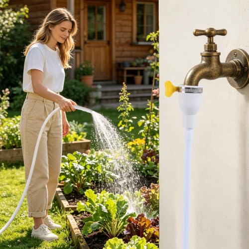 2 Pack Faucet Hose Adapter for Sink, 6.56FT Flexible PVC Water Tube Water Supply Extension with Adjustable Faucet Connector Hose Clamp for Pet Bathing, Plant Watering and Outdoor Cleaning