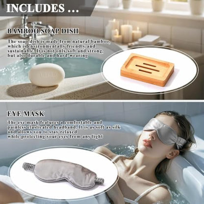 Bathtub Tray, Bamboo Bath Tray for Tub, Expandable Bath Tray with Bamboo Book Stand, Soap Tray, Bathtub & Bathroom Accessories Perfect for Home Spa, Natural Colour