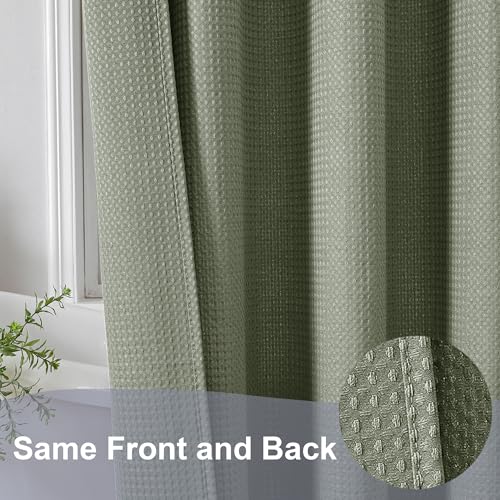 Sage Green Shower Curtain 96 Inch Extra Long, Waffle Weave Textured Fabric Bathroom Curtains, Water Repellent Thick Soft Hotel Spa Luxury Elegant Bath Curtain, Machine Washable, 72x96 Inch - color: Sage Green, size: 72"W x 96"L (Pack of 1)
