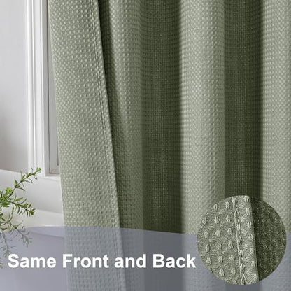Sage Green Shower Curtain 96 Inch Extra Long, Waffle Weave Textured Fabric Bathroom Curtains, Water Repellent Thick Soft Hotel Spa Luxury Elegant Bath Curtain, Machine Washable, 72x96 Inch - color: Sage Green, size: 72"W x 96"L (Pack of 1)