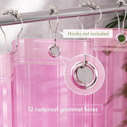 AmazerBath Shower Curtain Liner, 72x72 Transparent Hot Pink Shower Liner, Lightweight Plastic Shower Curtain Liners, Cute Waterproof Shower Liner for Bathroom with 3 Magnets & 12 Grommet Holes - color: Clear Hot Pink, size: 72"W x 72"L (Pack of 1)