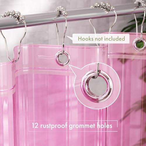 AmazerBath Shower Curtain Liner, 72x72 Transparent Hot Pink Shower Liner, Lightweight Plastic Shower Curtain Liners, Cute Waterproof Shower Liner for Bathroom with 3 Magnets & 12 Grommet Holes - color: Clear Hot Pink, size: 72"W x 72"L (Pack of 1)