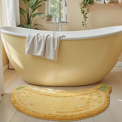 LUMI Cute Bathroom Rug, Absorbent Non Slip Bath Mat, 24"x51", Banana | Soft Plush Microfiber Runner Rug, Quick Dry, Washable Fruit Bath Mats for Shower Floor, Sink Bathtub, Bedroom, Kids Room - color: Fruit-banana-large