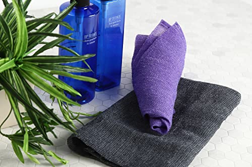Extra Rough, Exfoliating Washcloth [Made in Japan] Exfoliating Towel Special texture makes Fluffy Foam lather, Back Scrubber, Dead Skin Cell Remover [Loofah for Women and Men] (Black) - color: Black