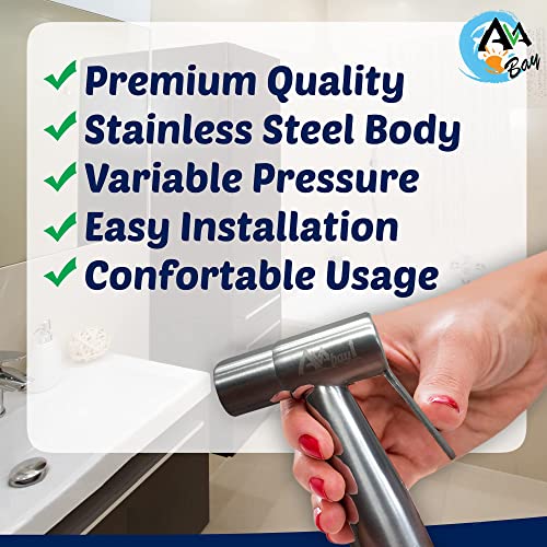 Stainless Steel Sprayer Head w/Thermal Grip-Bidet Spray w/Brushed Chrome Finish - Cloth Diaper Shattaf - Pet Wash - style: w/Thermal Grip