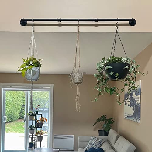 Industrial Pipe Towel Bar Rack, 50.4 Inch Black Towel Rod with 3 Hooks, Wall Mount Bath Towel Rack Holder, Rustic Bathroom Hardware Towel Bar Accessory - size: 50.4 inches