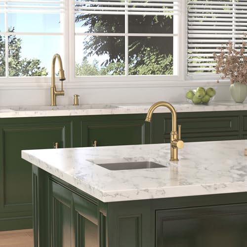 Lava Odoro Bronze Gold Kitchen Faucet with Pull Down Sprayer, Brushed Brass Kitchen Sink Faucet, Single Hole Kitchen Faucet with 3-Function Sprayer, Deck Plate Included, Spot-Free, 1.8 GPM, KF421-BB - color: Brushed Bronze, style: Standard