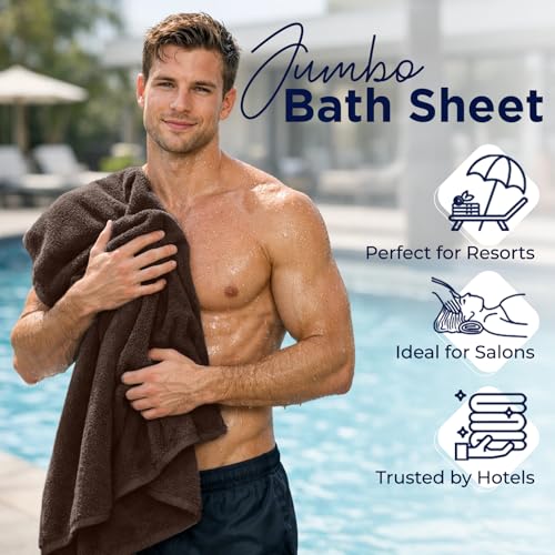 DAN RIVER Pack of 1 Oversized Bath Sheet, 40 x 80 Inches, Brown | 100% Cotton Jumbo Bath Towel with Extra Large Coverage, Lightweight Feel, Super Soft & Quick Dry - color: Brown, size: 40x80" Oversized Bath Sheet