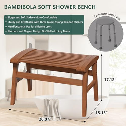 Bamboo Shower Chair for Inside Shower, Non-Slip Bathroom Stool, 350 lbs | Bamboo Strip Design, Comfort Sitting Experience, Sturdy Waterproof Shower Bench, Bathroom Living Room Seat, Coffee Finish - color: Coffee