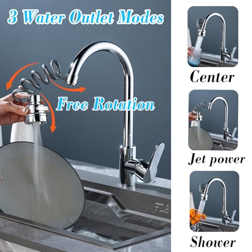 Faucet Sprayer Attachment,Kitchen Sink Sprayer, Sink Sprayer Attachment for Faucet,Kitchen Faucet Sprayer Attachment with Stretchable Hose, Faucet Extender for Kitchen Sink with 3 Water Outlet Modes