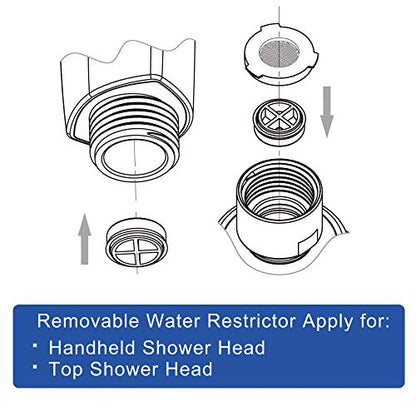 YOO.MEE 2.5 GPM Flow Restrictor Set, Multi-Hole Fit, 3-Pack | Fits 0.48''(12mm), 0.552''(14mm), 0.591''(15mm) holes, for fixed or handheld showers, water-saving