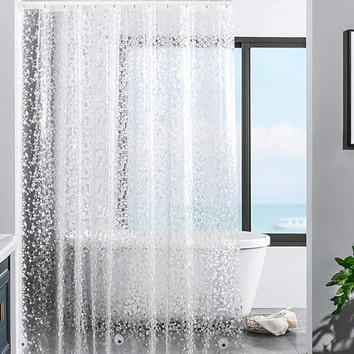 Plastic Shower Liner - Premium EVA 4G Shower Curtain Liner with Rustproof Grommets and 3 Weighted Magnets, Waterproof Shower Curtains for Bathroom (Cobblestone) - color: Cobblestone, size: 71"W x 71"L (Pack of 1)