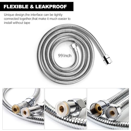 Blissland Shower Hose Extra Long 99 Inches Stainless Steel Handheld Shower Head Hose with Brass Insert and Nut - Durable and Flexible - style: 99''Stainless Steel