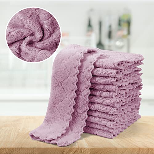 UMANI 12 Pack Microfiber Cleaning Cloths Reusable Textured Cleaning Rags | 10 x 6 Inch, Soft Absorbent Quick-Dry Cloths for Kitchen, Bathroom, Countertop and Household Cleaning - color: Purple