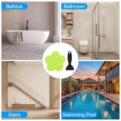 PATIKIL Bathtub Non Slip Stickers 3.4 x 3.4 Inch, 6 Pack Star Safety Shower Floor Anti Slip Stickers with Adhesive Decals Scraper for Bath Tub Shower Floor Stair, Green