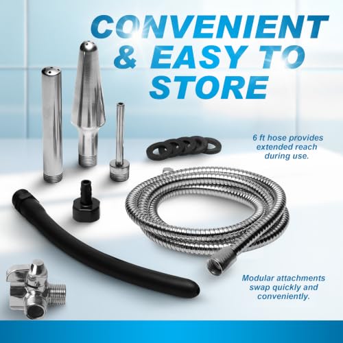 Cleanstream Shower Enema Set with 6 Ft Hose, 4 Silicone & Aluminum Tips - color: Cleanstream Premium Shower Enema Set