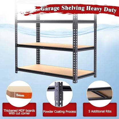 Heavy Duty Garage Shelving,5-Tier Metal Storage Shelves,2400LBS Shelving Unit,Adjustable Shelving Rack, Standing Shelf Units for Garage Storage Warehouse,28''×12''×60'' - size: 28"x12"x60"