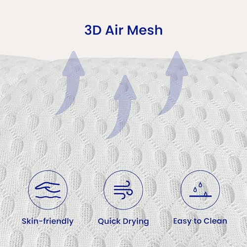 Bath Pillows for Tub Full Body, Large Mesh tub Pillow for Bathtub for Head, Neck and Back Support with Laundry Bag and Hanger for Quick Drying White