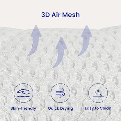 Bath Pillows for Tub Full Body, Large Mesh tub Pillow for Bathtub for Head, Neck and Back Support with Laundry Bag and Hanger for Quick Drying White