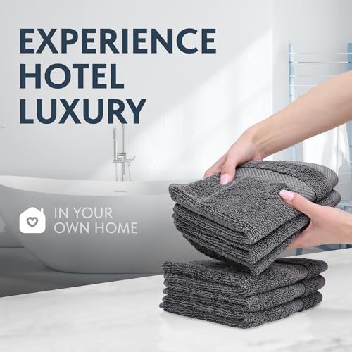 White Classic Luxury Cotton Washcloths 13x13 Inch - 650 GSM Turkish Cotton | Hotel, Spa, Bathroom Face Towel | 12 Pack, Dark Gray - color: 03: Dark Gray