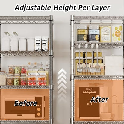 Garvee 61" H Storage Shelves with Wheels 1100LBS Rolling Metal Wire Rack - size: 61"H x 23.6"W x 11.8"D