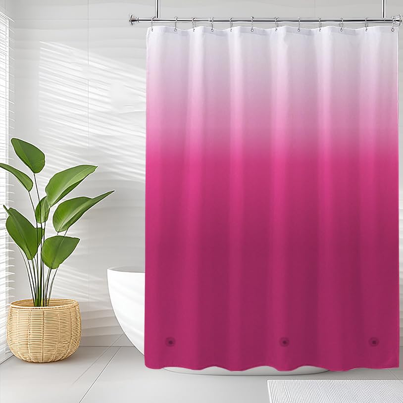 TIKABC Shower Curtain Liner, 4G PEVA Shower Liner, Plastic Waterproof Shower Curtains, with Grommet Holes and 3 Magnetic Weights(Gradient Red) - color: Gradient Red
