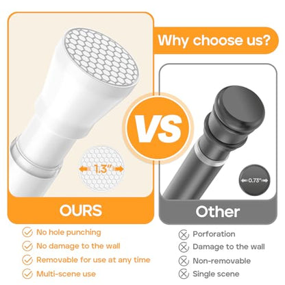 Tension Curtain Rod 28 to 48 Inches, White Tension Rod Adjustable Curtain Rod Non-Slip Shower Curtain Rod No Drill Shower Rod Spring Tension Shower Curtain Rod Bathroom Curtain Rod - color: White, size: 28-48 inch