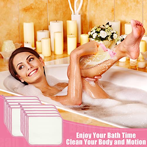 Tatuo 10 Count Popup Closed Exfoliating Wash Cloths for Body and Face Facial Bath Scrub Soft Weave Loofah Towel Exfoliate Bath Towel Remove Dead Skin Wash Cloth for Women Man (Pink Edge) - color: Pink Edge