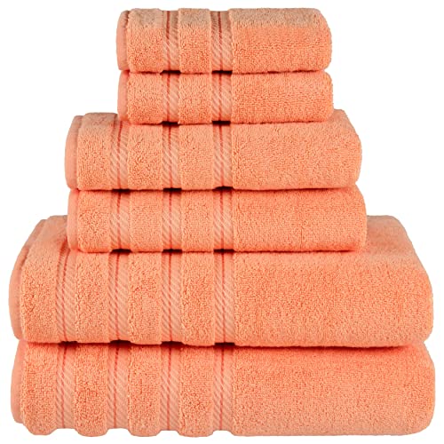 American Soft Linen 100% Carde Cotton 6 Piece Towel Set, 590 GSM Heavy Weight Soft Absorbent Turkish Towels for Bathroom, Malibu - color: Malibu