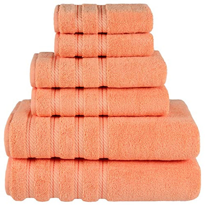 American Soft Linen 100% Carde Cotton 6 Piece Towel Set, 590 GSM Heavy Weight Soft Absorbent Turkish Towels for Bathroom, Malibu - color: Malibu