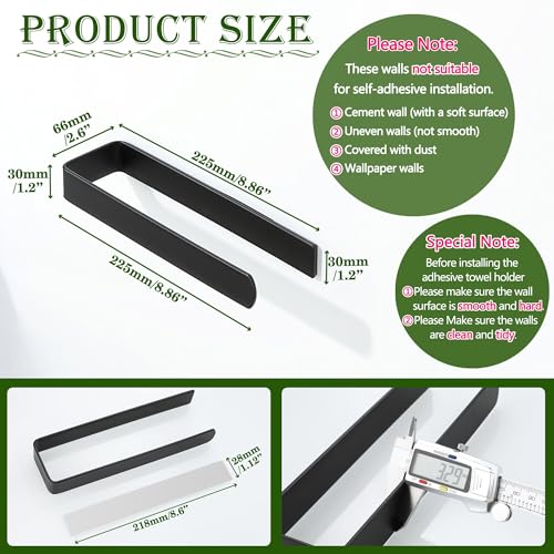 Alise Hand Towel Holder Self Adhesive Towel Bar for Bathroom,Matte Black | Towel Hanger for Bathroom,SUS304 Stainless Steel Towel Rack for Kitchen Under Sink Cabinet Wash Basin Side,No Drilling - color: Matte Black
