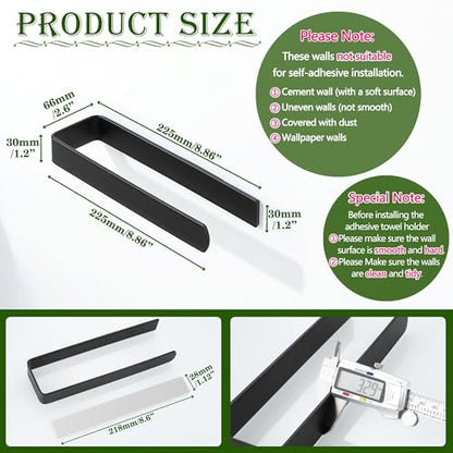 Alise Hand Towel Holder Self Adhesive Towel Bar for Bathroom,Matte Black | Towel Hanger for Bathroom,SUS304 Stainless Steel Towel Rack for Kitchen Under Sink Cabinet Wash Basin Side,No Drilling - color: Matte Black