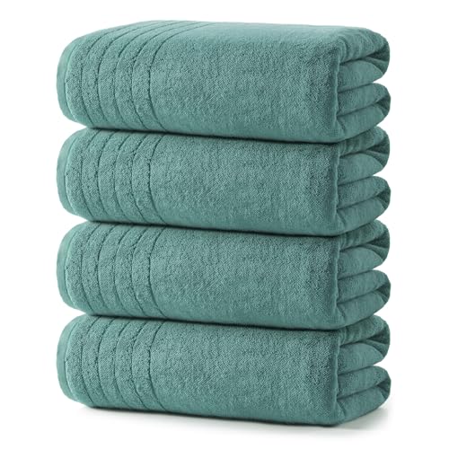 REDKISS Luxury Bath Towels Set of 4, 35x70 in, Highly Absorbent & Quick Dry, Super Soft Extra Large Premium Thick Cotton Blue Bath Sheets for Shower, Hotel, Bathroom, Spa - color: Blue01, size: Set of 4