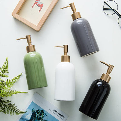 Classic Cylindrical Soap Dispenser, Multi-Color Ceramic Bottle(Gray) - color: Gray