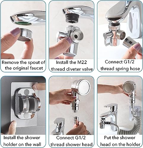 Sink Faucet Shower Sprayer Attachment Shower Head with 5 Adapters - color: 5 Adapters