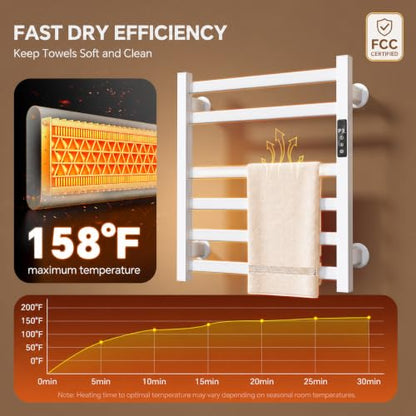 Electric Towel Warmer Wall Mounted, Heated Towel Rack with Intelligent Timer & Temperature Control, Plug-in or Hardwired, Left/Right Compatible, 21 Inch, White - color: White, size: 21 Inch