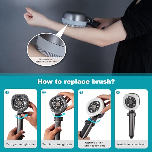 Handheld Shower Head with 79in Hose,High Pressure Filtered Shower Head with ON/OFF Switch for Water Saving&Low Reach No Drilling Wall Mount Shower Holder