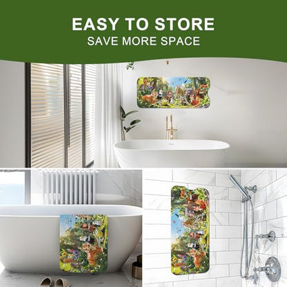 Bath Tub Mat Non Slip Bath Mat Shower Mat for Baby Adults, BPA Free Extra Long Bathtub Mat, 40x16 Inches Eco-Friendly Kids Bath Mats with Suction Cups and Drain Holes, Machine Washable,Animals - color: Education