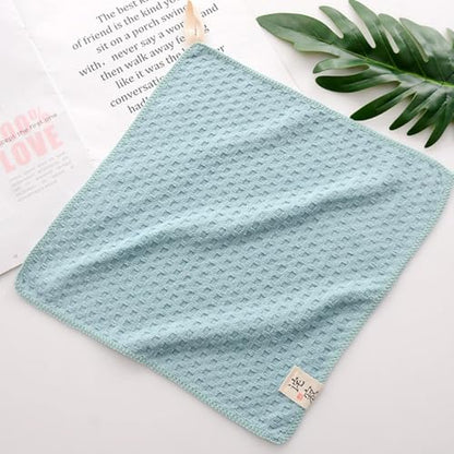 Superfine Quick-Dry Absorbent Washcloths, Breathable Square Microfiber Towels, Portable Face and Saliva Towels, 4pcs Set for Bathroom and