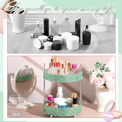 360 Rotating Rhinestone Perfume Organizer,2 Tiers,Resin Diamond,Green - color: Green, size: 2 Tiers, style: Resin Diamond