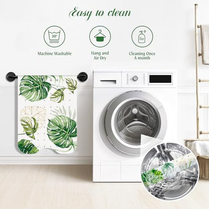 SHUCHING Green Bath Mat for Tub Non Slip-40x16 Inch, Leaves | Bathtub Mat for Women & Elderly Mold Free, Long Shower Mat for Inside Shower with Suction Cup, Machine Washable - color: Tropical Leaves