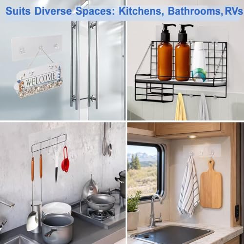 Shower Caddy Adhesive Replacement,Strong Shower Shelf Adhesive | WaterProof Showers Adhesives Strip, Adhesive Hook for Showers, No Drilling for Bathroom Storage Shelve and Kitchen Rack - color: 2pcs Transparent