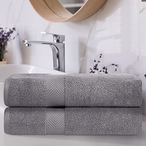 Zero-Twist Towel Collection, Luxurious Cotton Oversized Bath Sheet Towel, 34" x 68", 2-Pieces, Absorbent and Fast-Drying, Solid, Grey - color: Grey, size: Bath Sheet 2-Pack