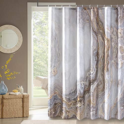 Shower Curtain Marble Texture for Bathroom, Brown Polyester Fabric Waterproof Bathroom Decor,54 x 78 Inch,Stall Size - color: Marble, size: 54"W x 78"L (Pack of 1)