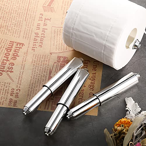 Shappy 4 Pcs Universal Toilet Paper Holder Replacement Rod Spring Loaded Plastic Retractable Paper Replacement Rod Toilet Tissue Roll Holder Insert for Bathroom Home Fixture Accessories (Silver) - color: Silver