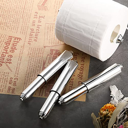 Shappy 4 Pcs Universal Toilet Paper Holder Replacement Rod Spring Loaded Plastic Retractable Paper Replacement Rod Toilet Tissue Roll Holder Insert for Bathroom Home Fixture Accessories (Silver) - color: Silver