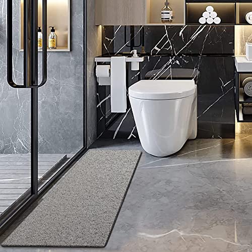 godehone Shower Mats Non Slip Without Suction Cups, PVC Loofah Bathroom Mats, Loofah Mats for Shower and Bathroom, Quick Drying, 17.1× 59 Inch, Grey - color: Grey, size: 59" x 17.1" (Rectangular)