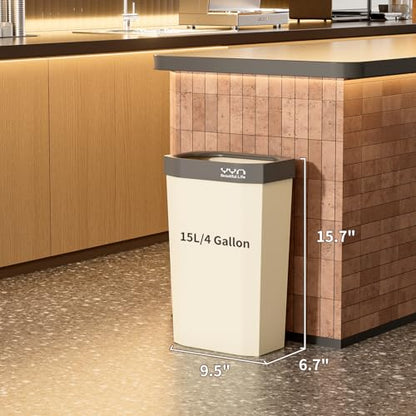 4 Gallon, Small Slim Garbage Can, Open Top Trash Can for Bathroom, Kitchen, Office, Bedroom, Living Room (NewTOPGrey) - color: NewTOPGrey