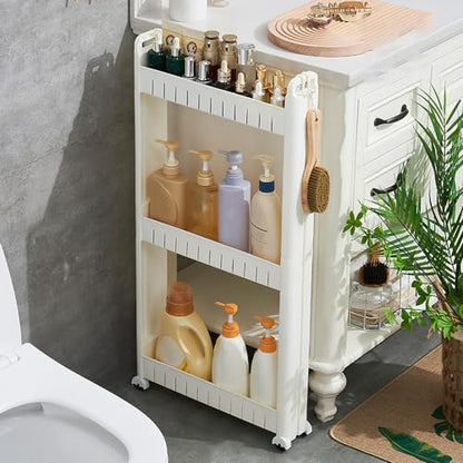Slim Storage Car Durable Slim Storage Cabinet with Wheels Narrow Shelf Rack for Kitchen,Bathroom,Study,Office,Etc (3 Tier elevated) - size: 3 Tier elevated
